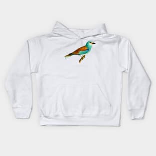 Blue bird illustration in vintage colorful design Kids Hoodie